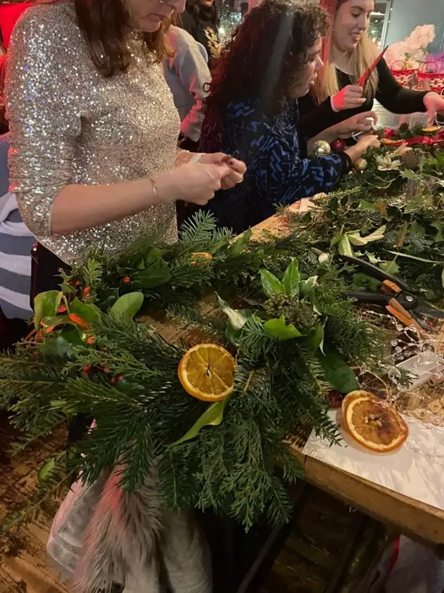 ladies making wreaths